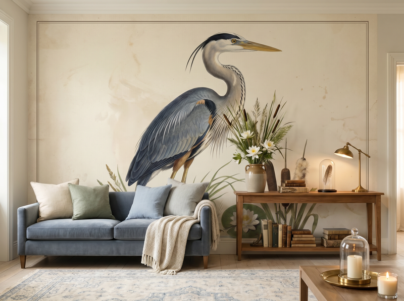 Heron Plate — Mural Wallpaper