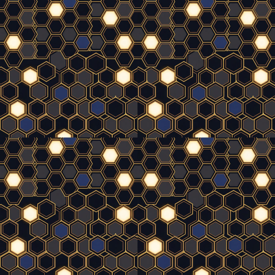 Heritage pattern wallpaper with Harlem Night, Brass Section, and Ivory Keys palette. Made to order.