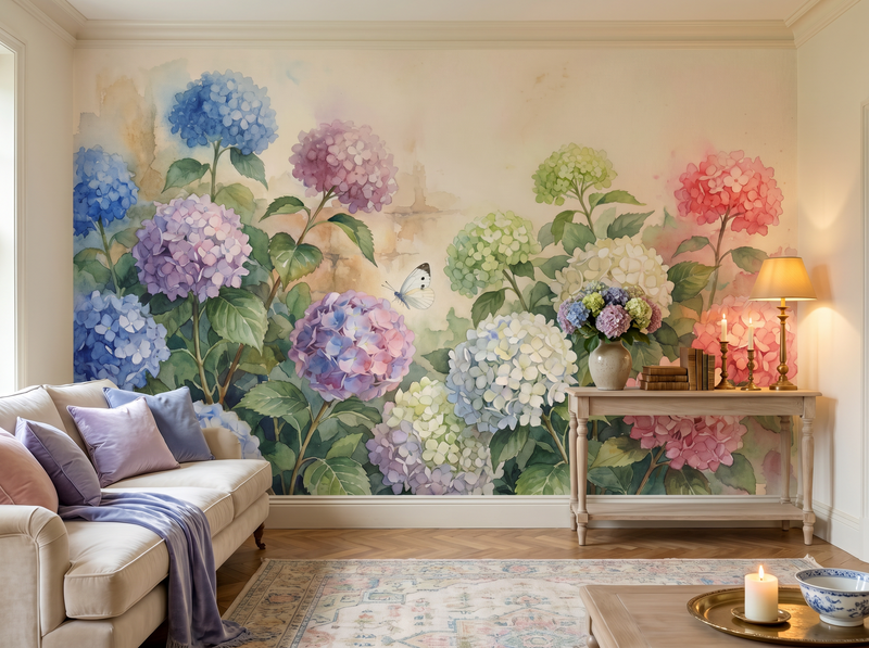 Hydrangea Mist — Mural Wallpaper