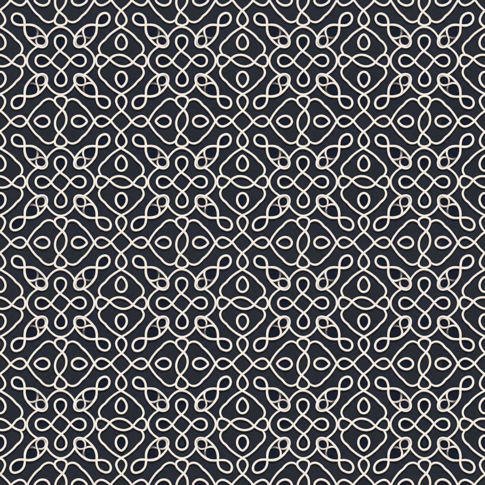 A mathematically sublime kolam pattern mural in dark slate, rice flour white, and warm stone grey. Made to order.