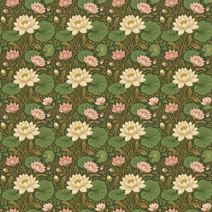 Immerse yourself in the gentle flow of Morris's Lea design. Warm sage and cream palette. Made to order.