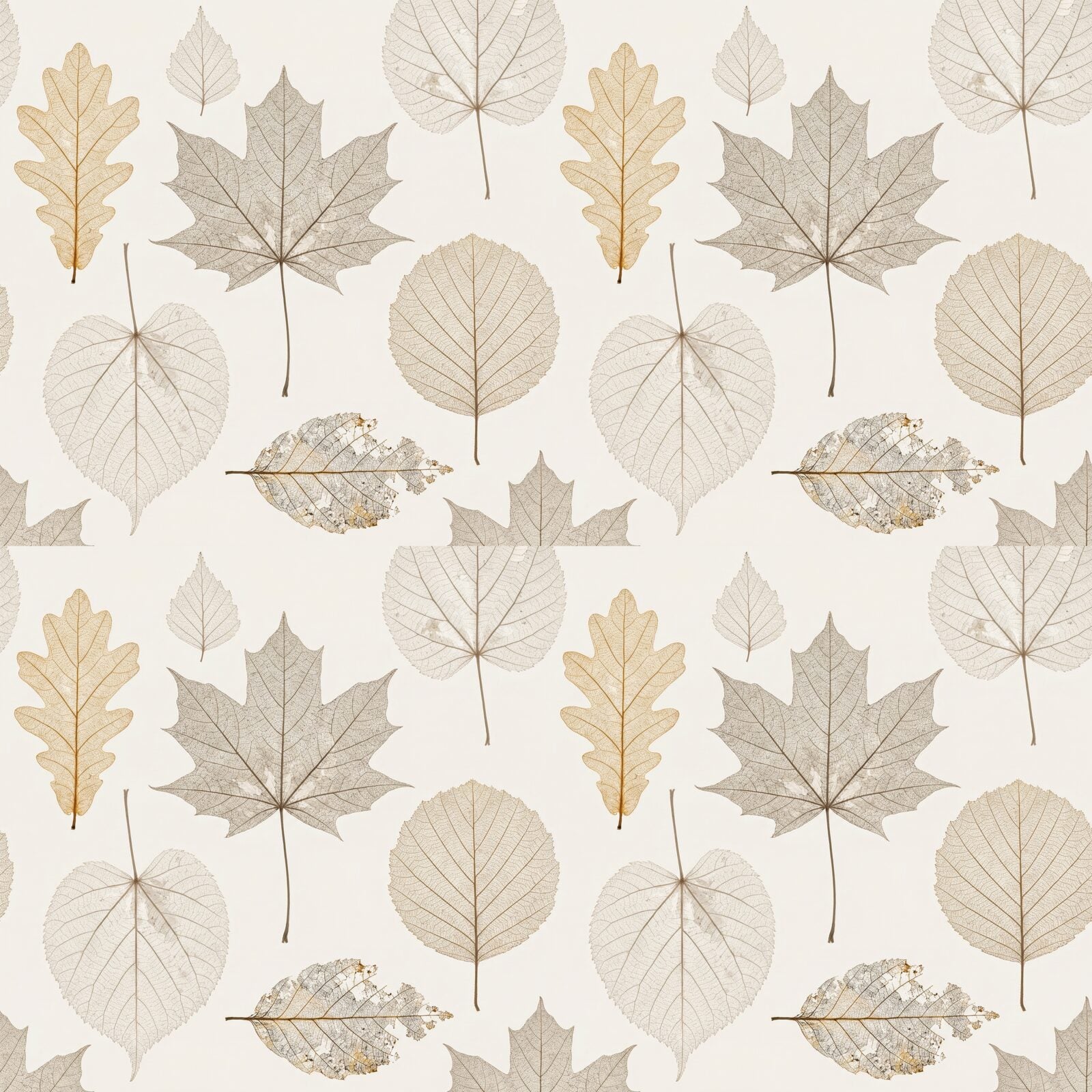 An ethereal study of backlit leaf skeletons in warm greys and ambers on a luminous background. Made to order.