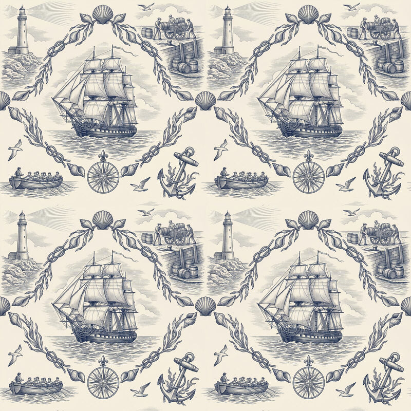Maritime Toile — Mural Wallpaper