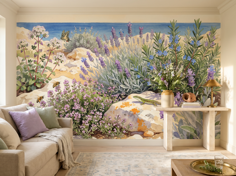 Mediterranean Herbs — Mural Wallpaper