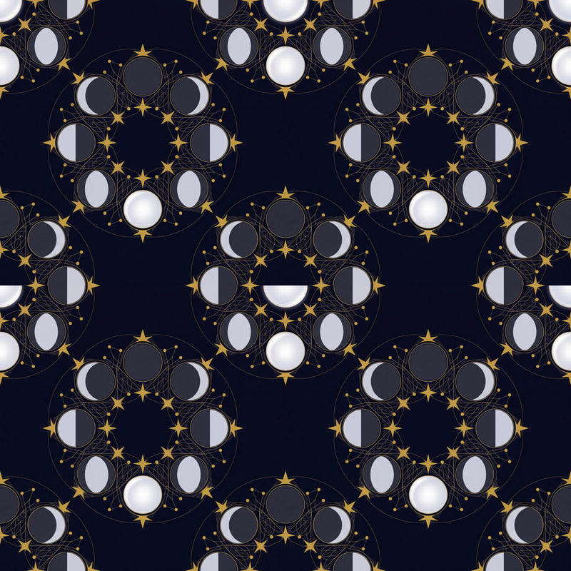 Moon Phase Mandala — Mural Wallpaper