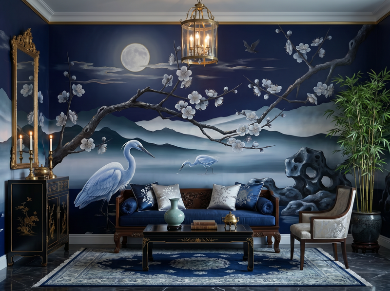 Moonlight Blue — Scenic Mural Wallpaper