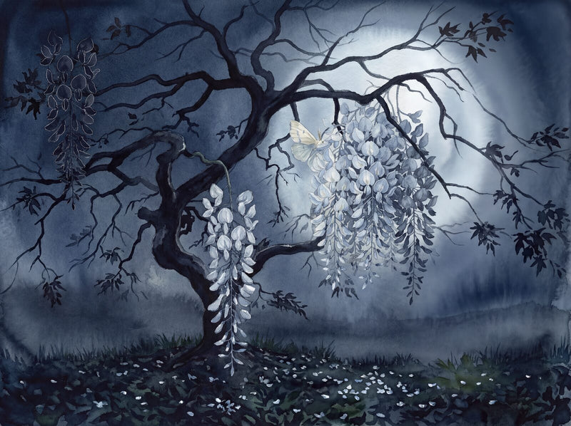 Moonlit Wisteria — Mural Wallpaper