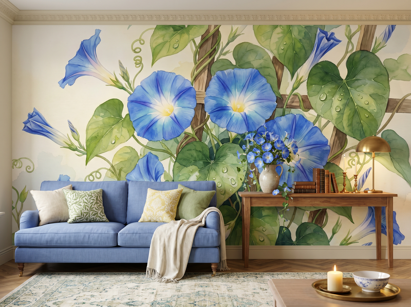 Morning Glory Blue — Mural Wallpaper