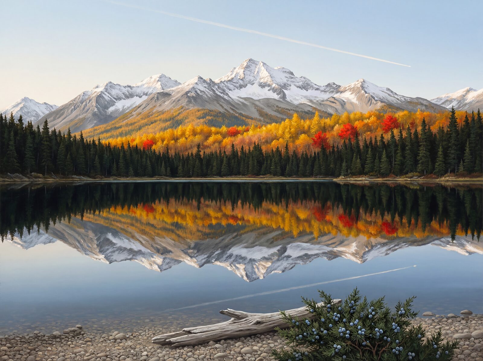 Scenic mural wallpaper featuring autumn colours. Made to order.