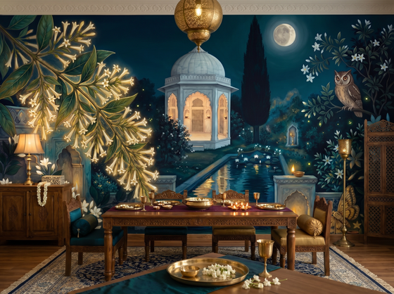 Mughal Night Garden — Mural Wallpaper