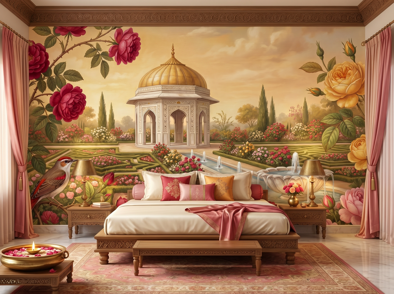 Mughal Rose Garden — Mural Wallpaper