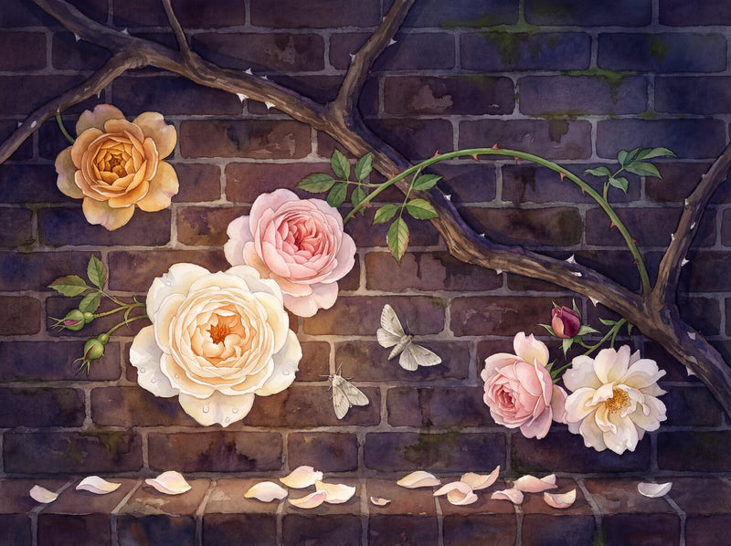 Nocturnal Rose Garden — Mural Wallpaper