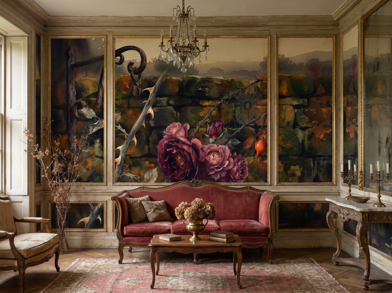 Noir Rose Wall — Mural Wallpaper