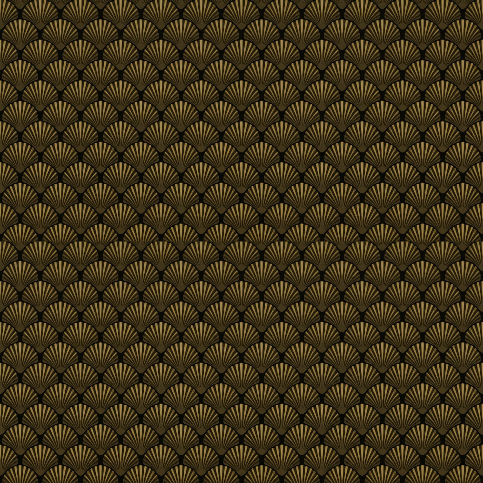 Immerse yourself in a luxurious shell grotto, rendered in deep warm black and dark old gold. Made to order.