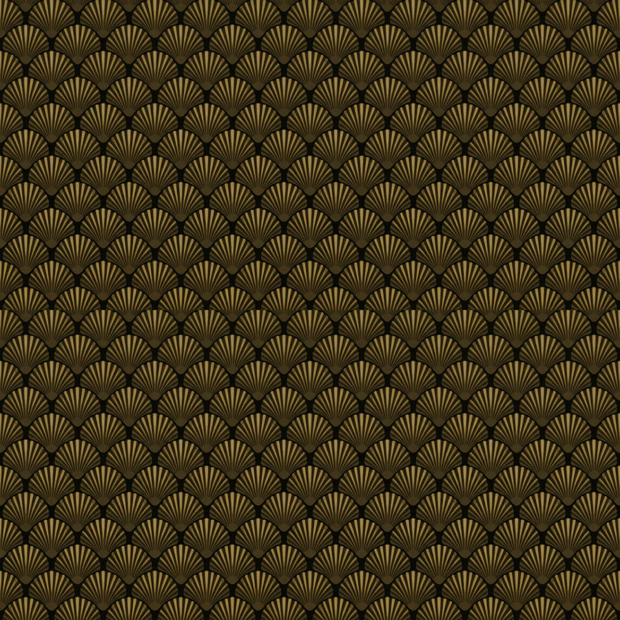 Immerse yourself in a luxurious shell grotto, rendered in deep warm black and dark old gold. Made to order.
