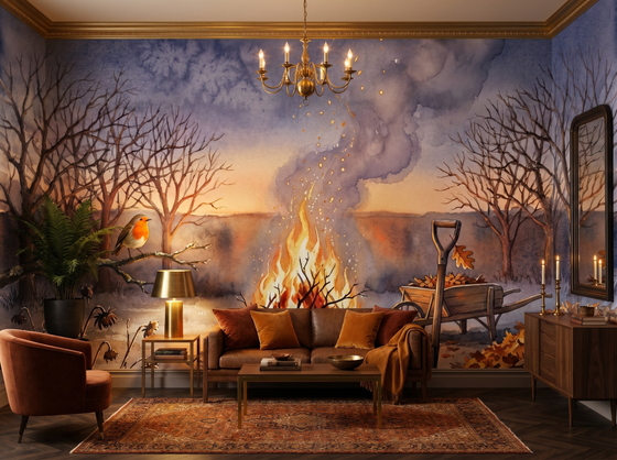 November Bonfire — Mural Wallpaper