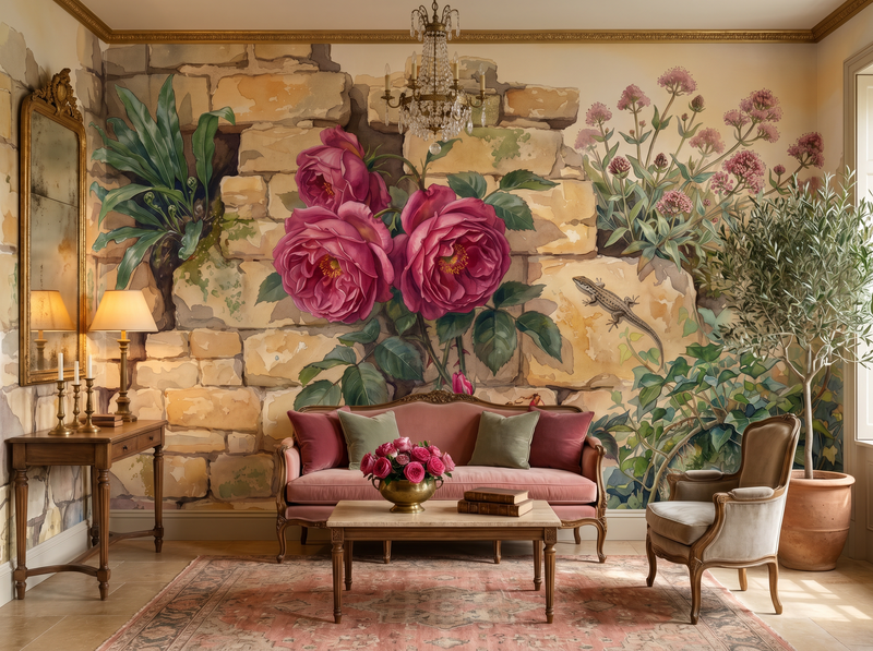 Old Wall Rose — Mural Wallpaper