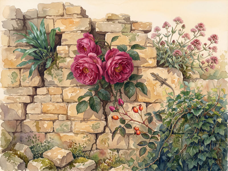 Old Wall Rose — Mural Wallpaper