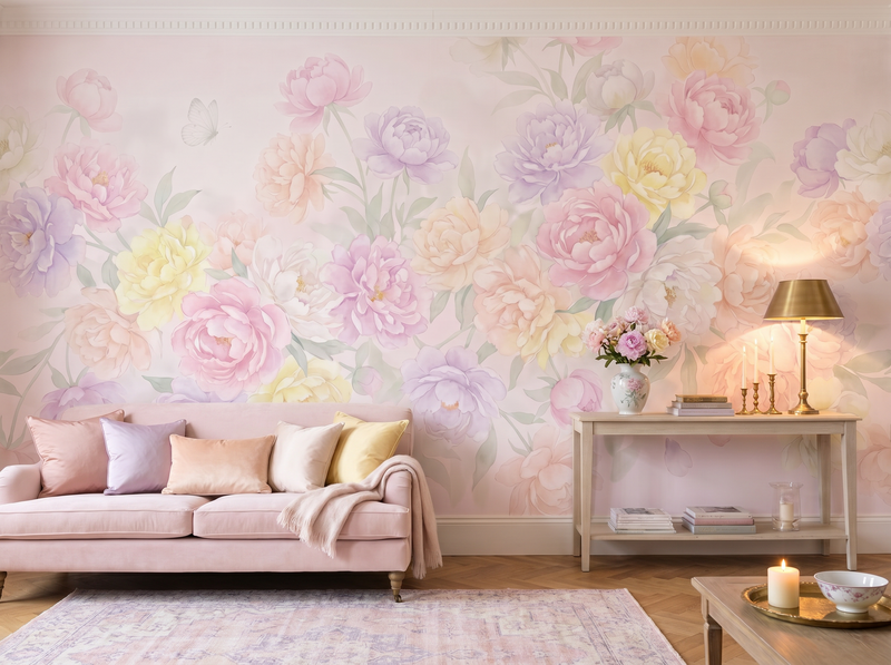 Pastel Peony Cloud — Mural Wallpaper