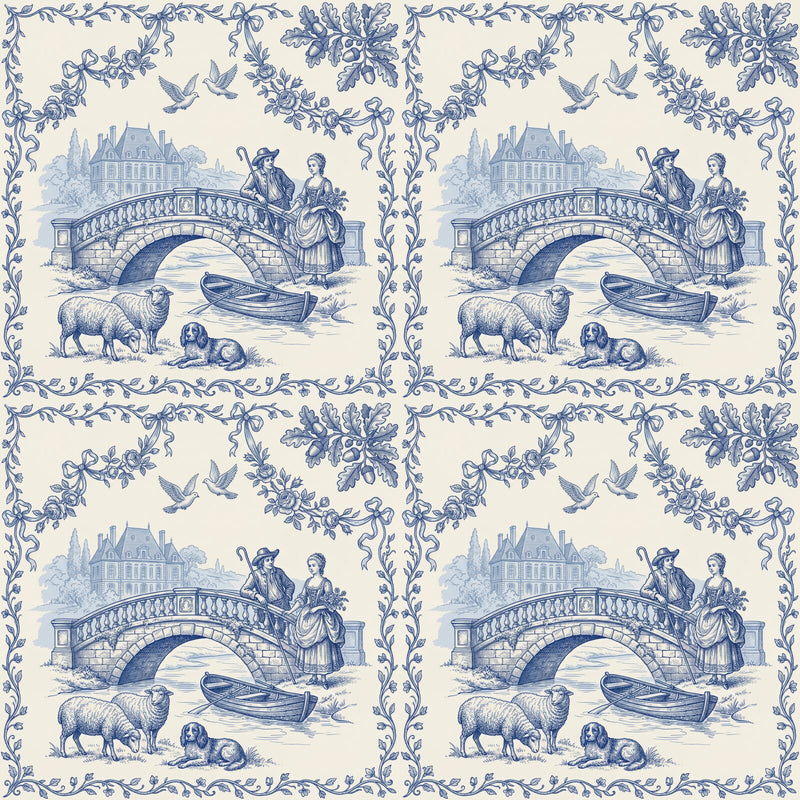 Pastoral Romance in Blue — Mural Wallpaper