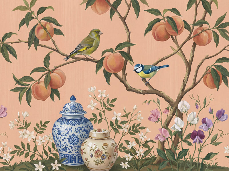 Peach Chinoiserie — Mural Wallpaper