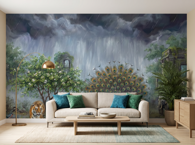 Peacock Dance — Mural Wallpaper