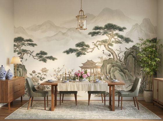 Pine and Cloud — Mural Wallpaper