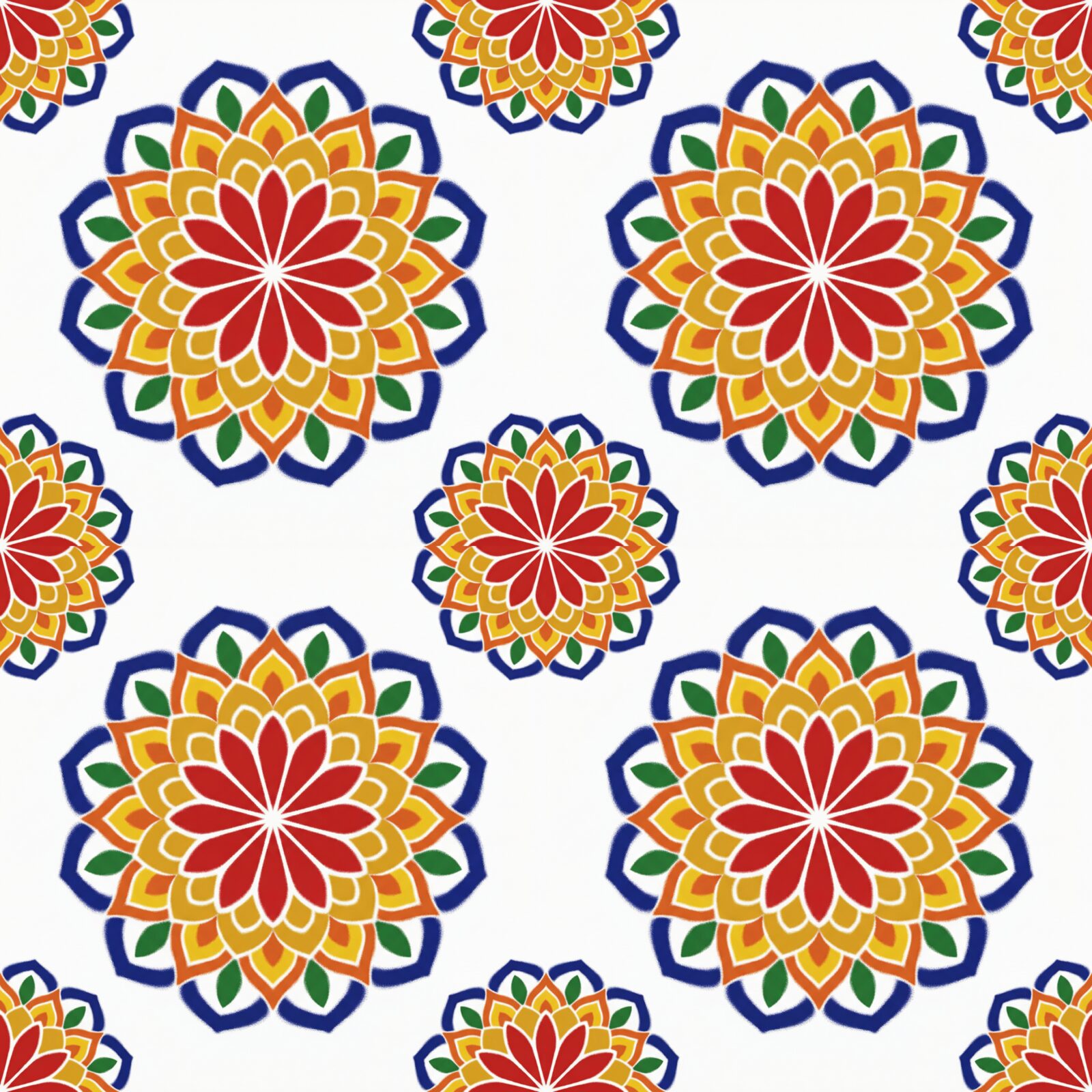 Immerse yourself in the jubilant colours of a Diwali rangoli. Featuring Kumkum Red, Turmeric Yellow, and Emerald Green. Made to order.