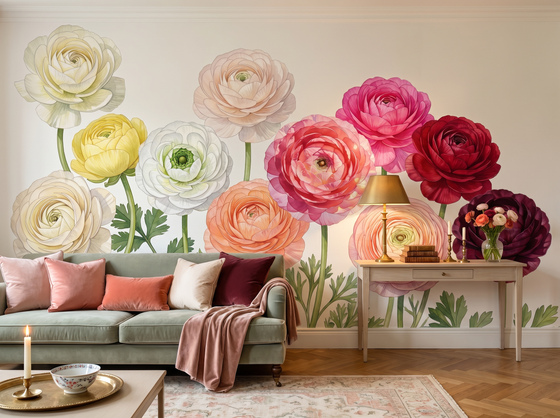 Ranunculus Arrangement — Mural Wallpaper
