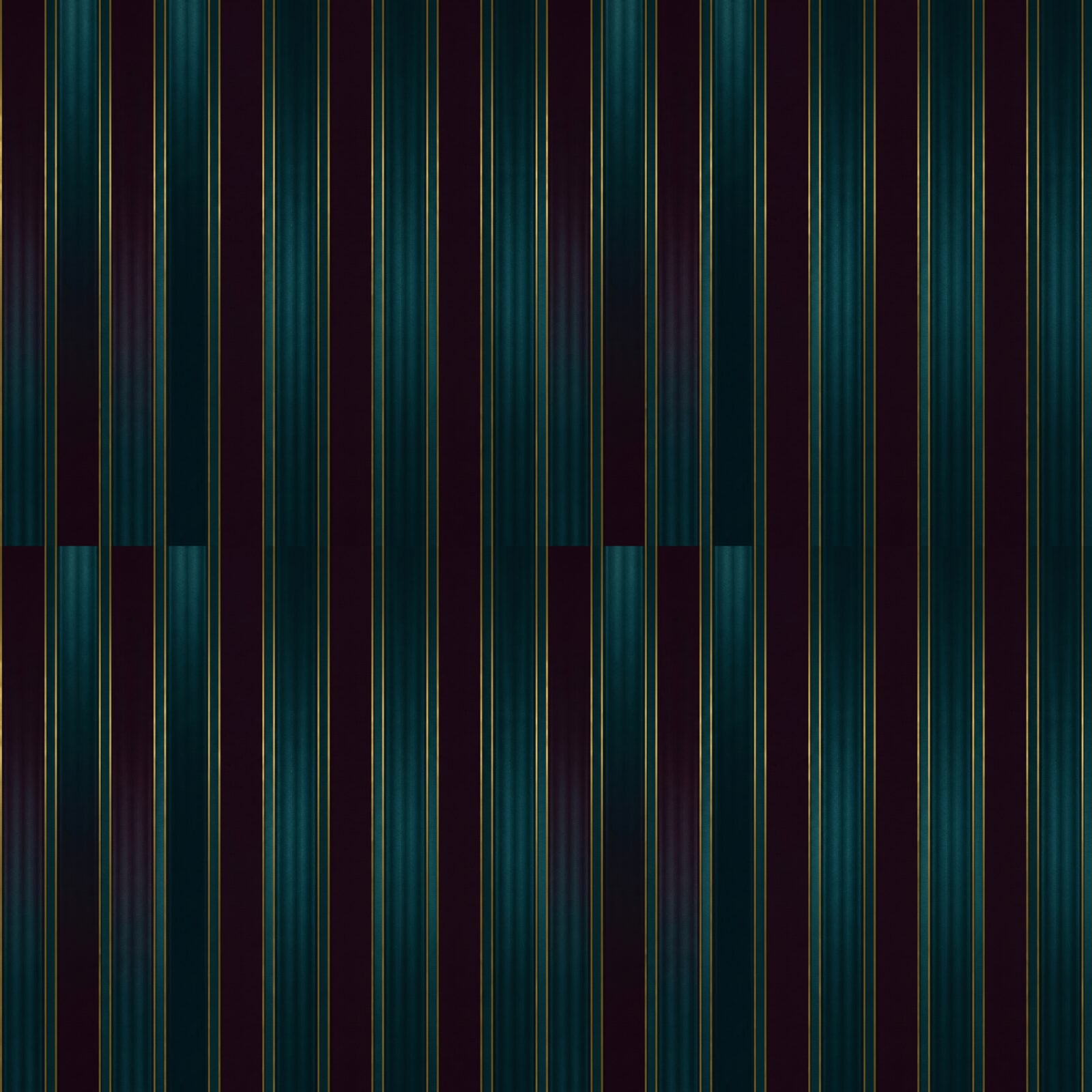 Bold vertical stripes in darkened teal, plum, and gold create a confident, architectural statement. Made to order.