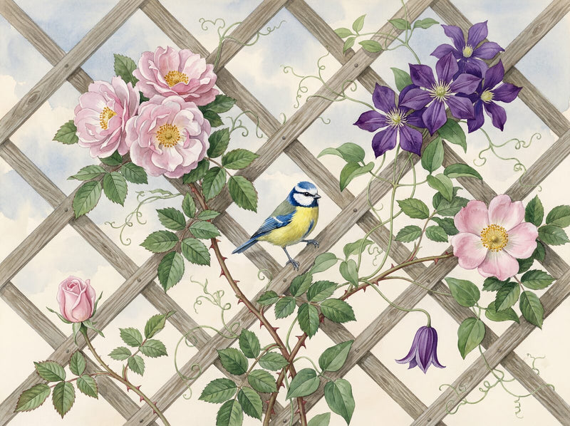Rose and Clematis Duo — Mural Wallpaper