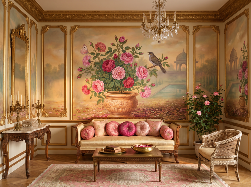 Rose and Nightingale — Mural Wallpaper