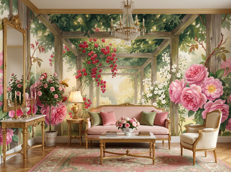Rose Pergola Walk — Mural Wallpaper