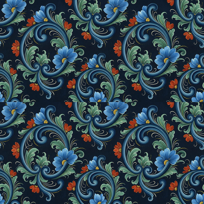 Rosemaling Panel — Mural Wallpaper