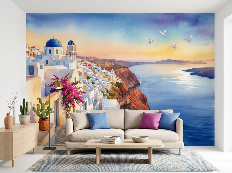 Santorini Blue — Mural Wallpaper