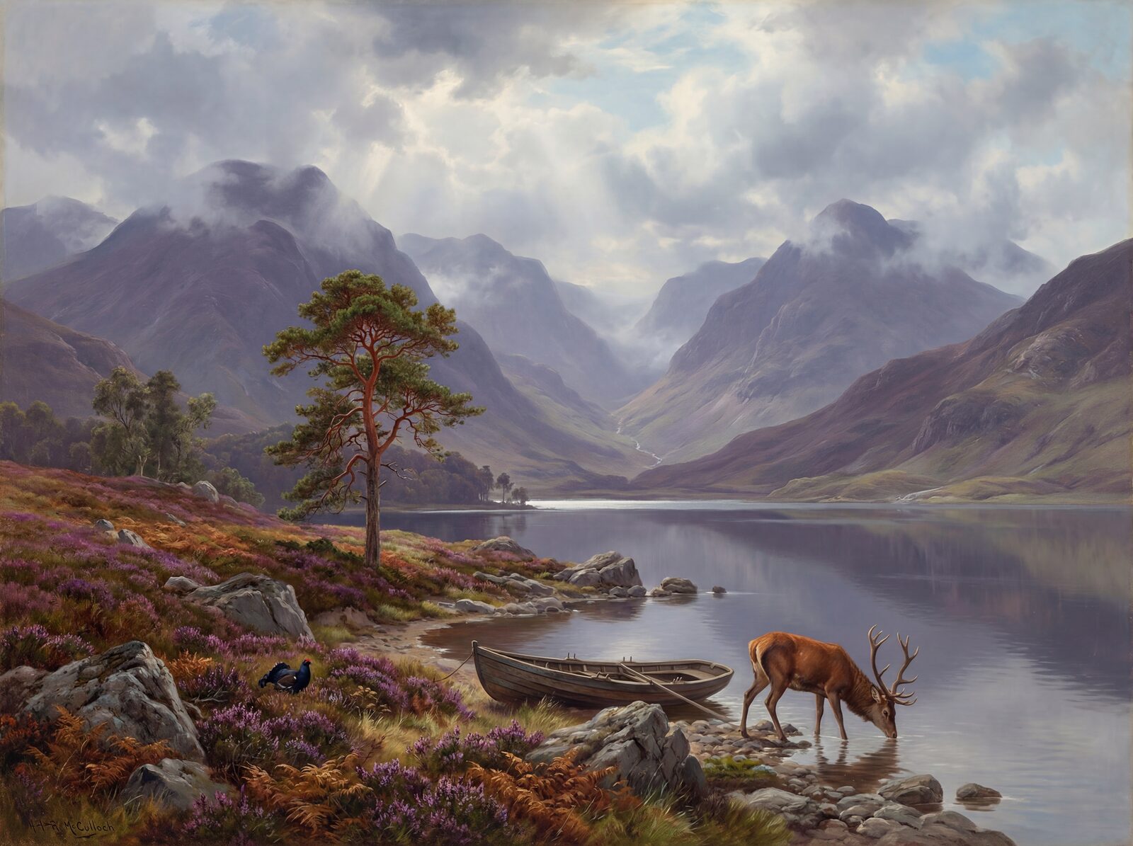 Dramatic Highland landscape with Peat Stone, Slate Cloud, and Bracken Copper hues. Made to order.
