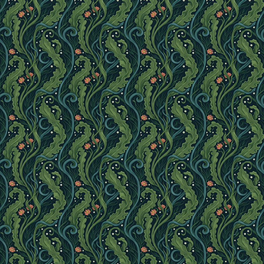 Immerse yourself in the hypnotic calm of 'Seaweed Flow'. Deep oceanic blues, greens, and golds. Made to order.