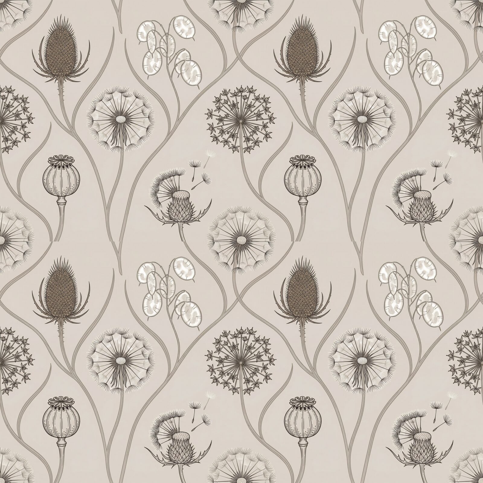 Discover the quiet beauty of post-bloom botanicals in warm greys and muted tones. Made to order.