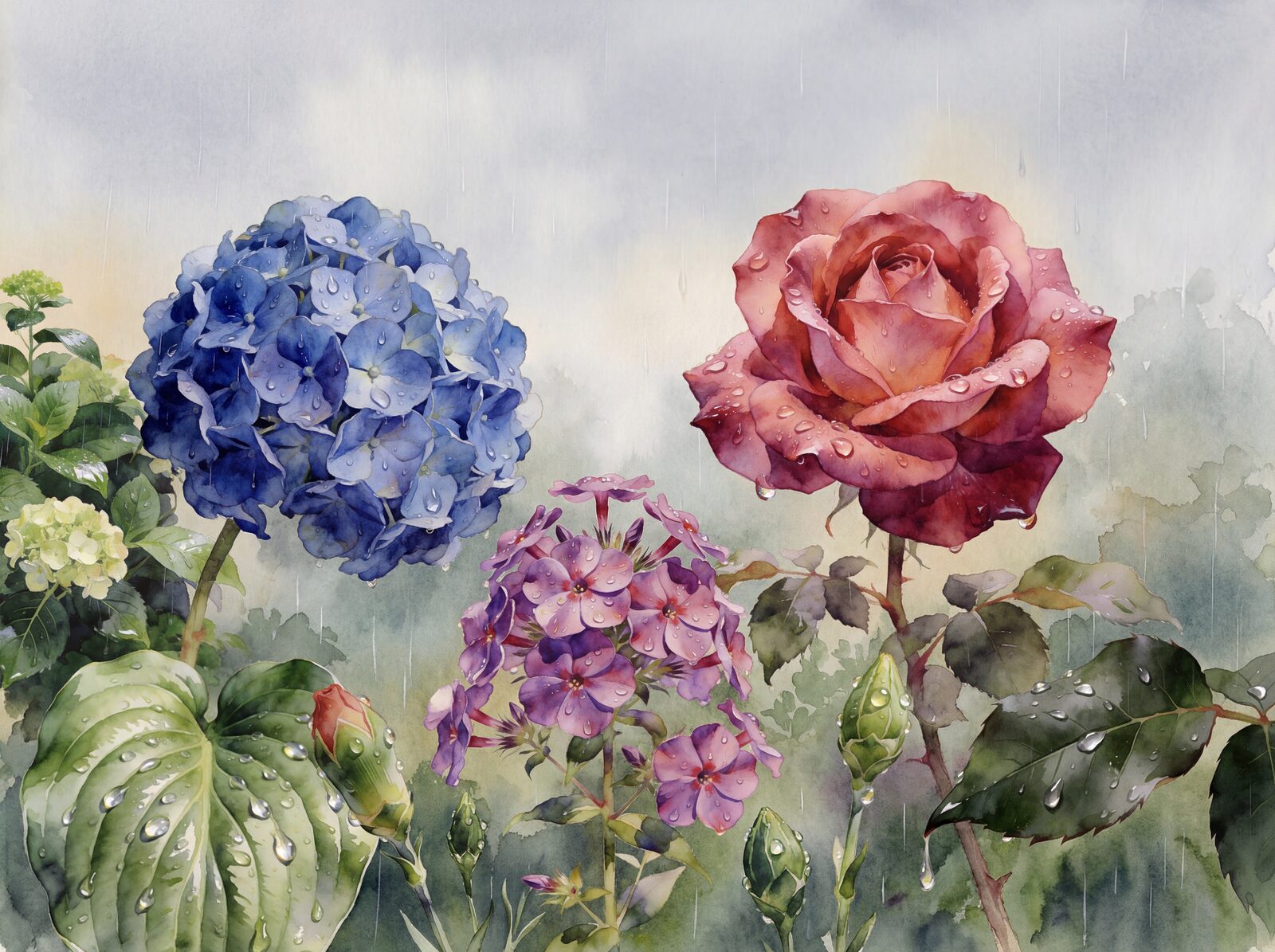 Immerse yourself in a watercolour garden of intensified pinks, blues, and greens. Made to order.