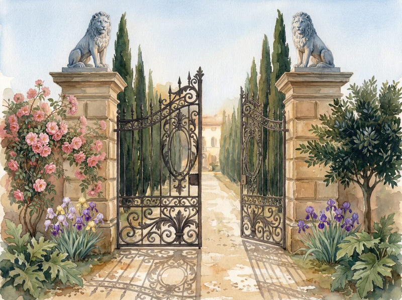 Stone Lion Gate — Mural Wallpaper