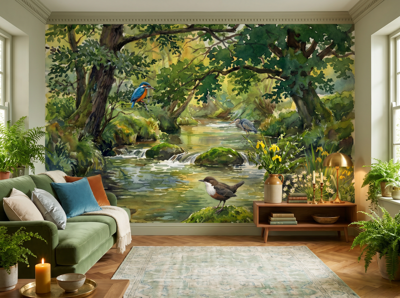 Stream Through Woods — Mural Wallpaper