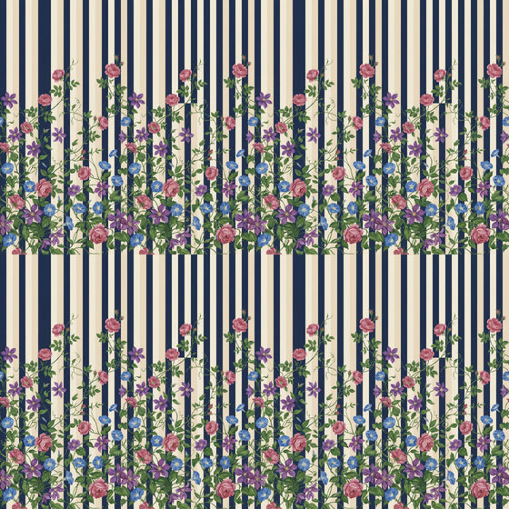 Stripe Meets Flora — Mural Wallpaper