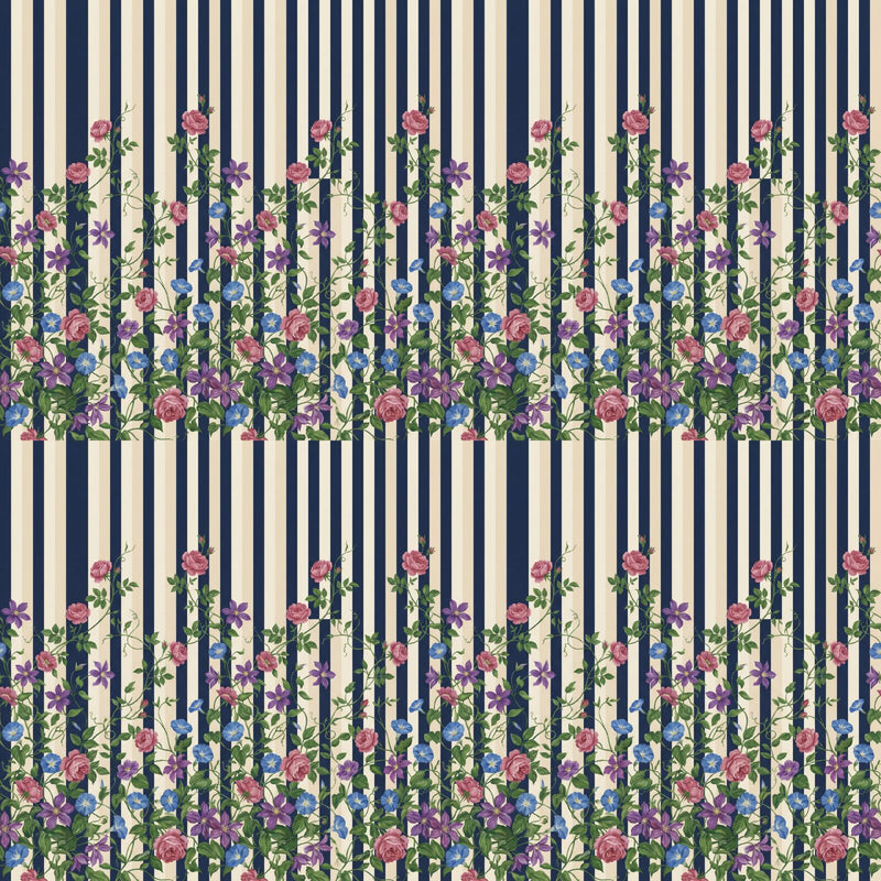 Stripe Meets Flora — Mural Wallpaper