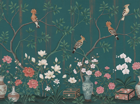 Teal Chinoiserie — Mural Wallpaper