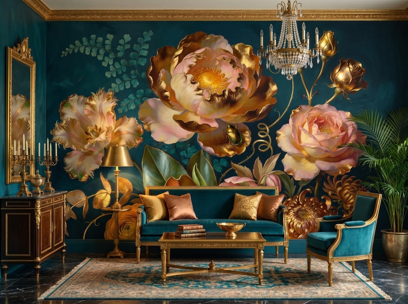 Teal Opulence — Scenic Mural Wallpaper