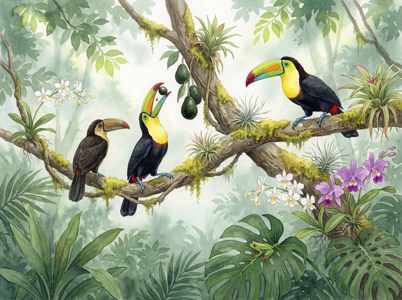 Toucan Family Gathering — Mural Wallpaper