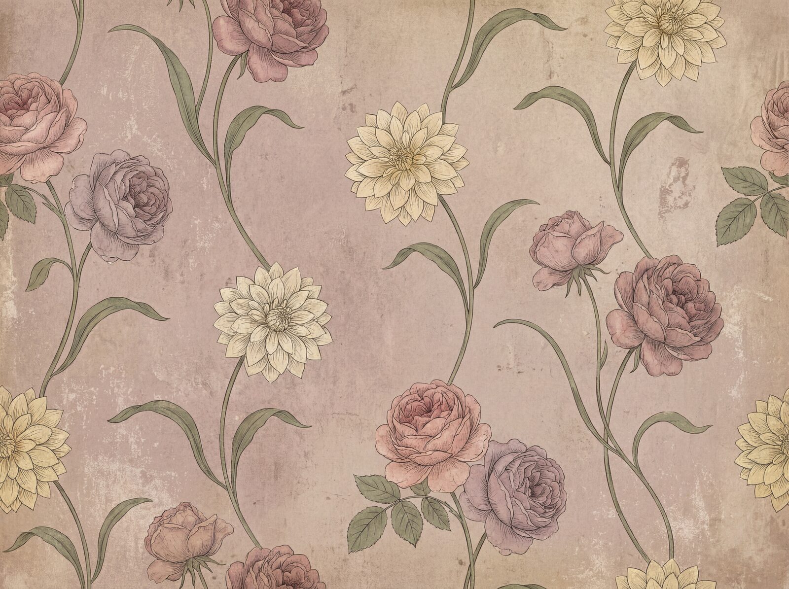 Moody, elegant wallpaper with Blackened Plum, Distressed Mauve, and Antique Rose hues. Made to order.