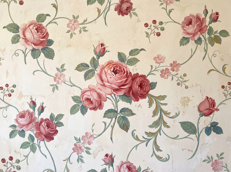 Vintage Rose Cluster — Mural Wallpaper