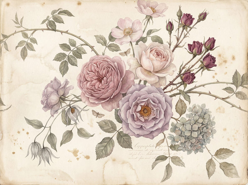 Vintage Rose Folio — Scenic Mural Wallpaper