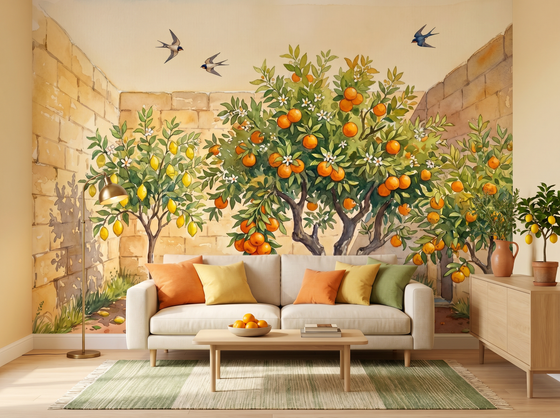 Walled Citrus Garden — Mural Wallpaper
